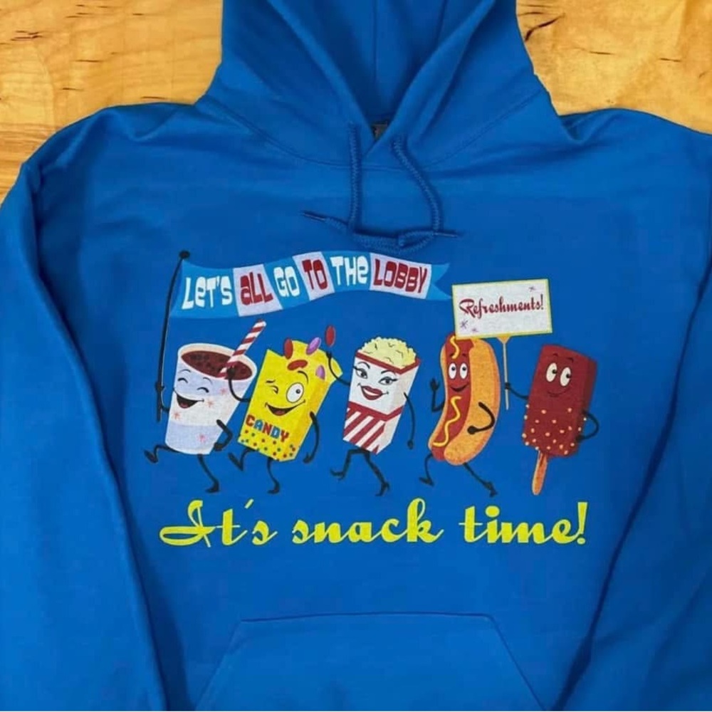 Blue Hoodie with Snack Time Graphic